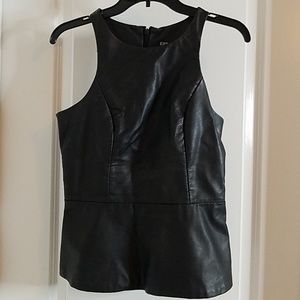 Express Vegan Leather Peplum Top